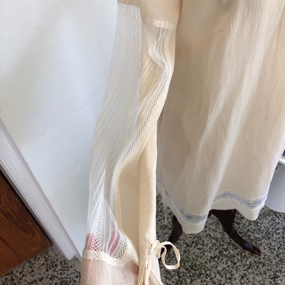 Cream Colored Lightweight Sheer Lace Detail Dress - Picture 4 of 7